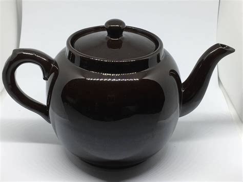 Brown Glazed Teapot Made In England 6 Cup Dark Brown Tea Pot Etsy