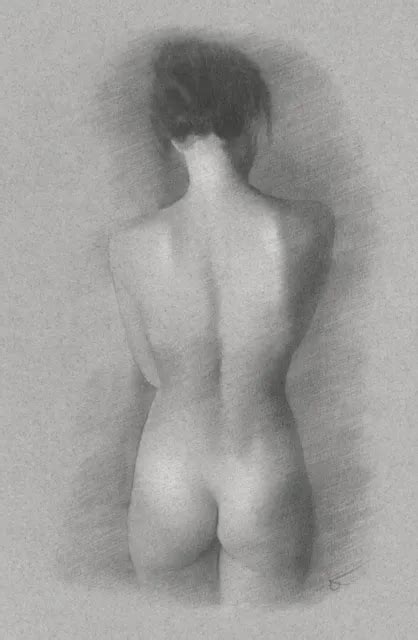 Nude Female Original Drawing Charcoal Art Realism Naked Woman Lady No Hot Sex Picture