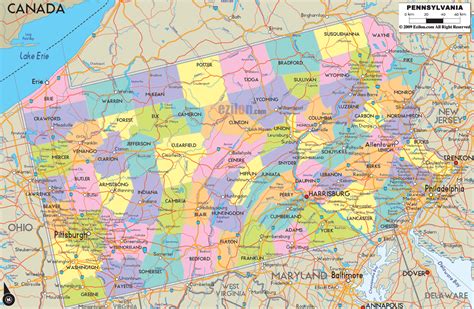 Political Map Of Pennsylvania Ezilon Maps