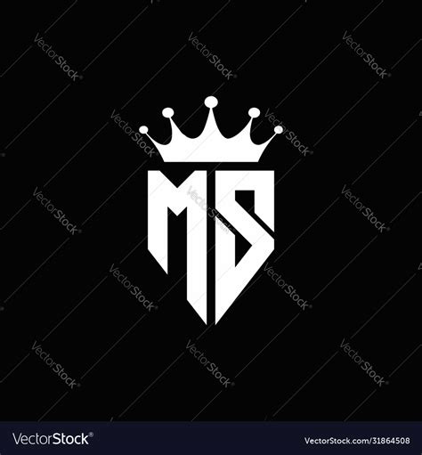 Ms Logo Monogram Emblem Style With Crown Shape Vector Image