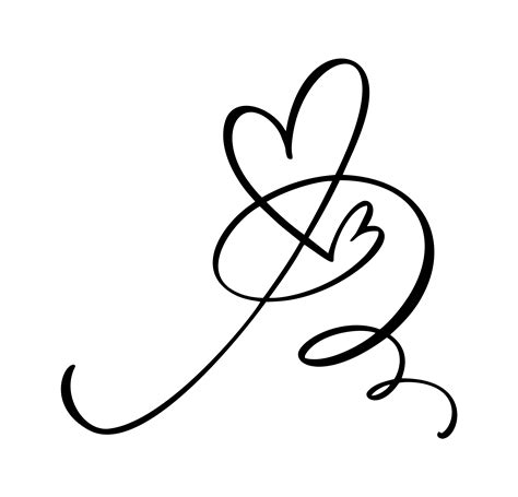 Hand Drawn Two Heart Love Sign Romantic Calligraphy Vector Of