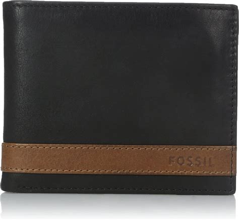 Fossil Mens Quinn Leather Bifold With Coin Pocket Wallet Black