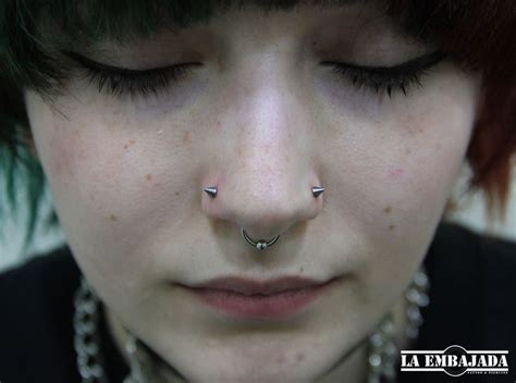 Fresh Nose Piercing With Spikes Titanium Jewelry Piercing