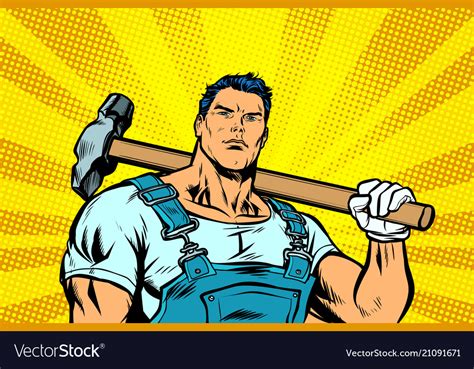 Man With A Hammer Royalty Free Vector Image Vectorstock
