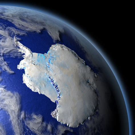 Antarctica From Orbit Of Model Earth Stock Illustration Illustration