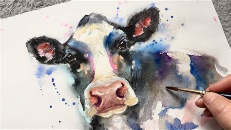 Cow Painting Freehand Watercolor Process Tutorial Youtube