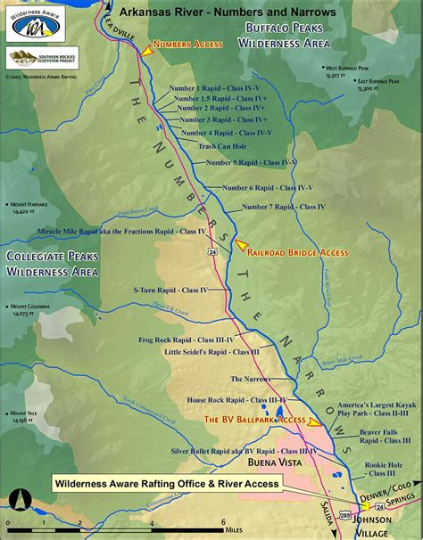 Numbers And Narrows Sections Map Arkansas River Colorado Rafting Trips