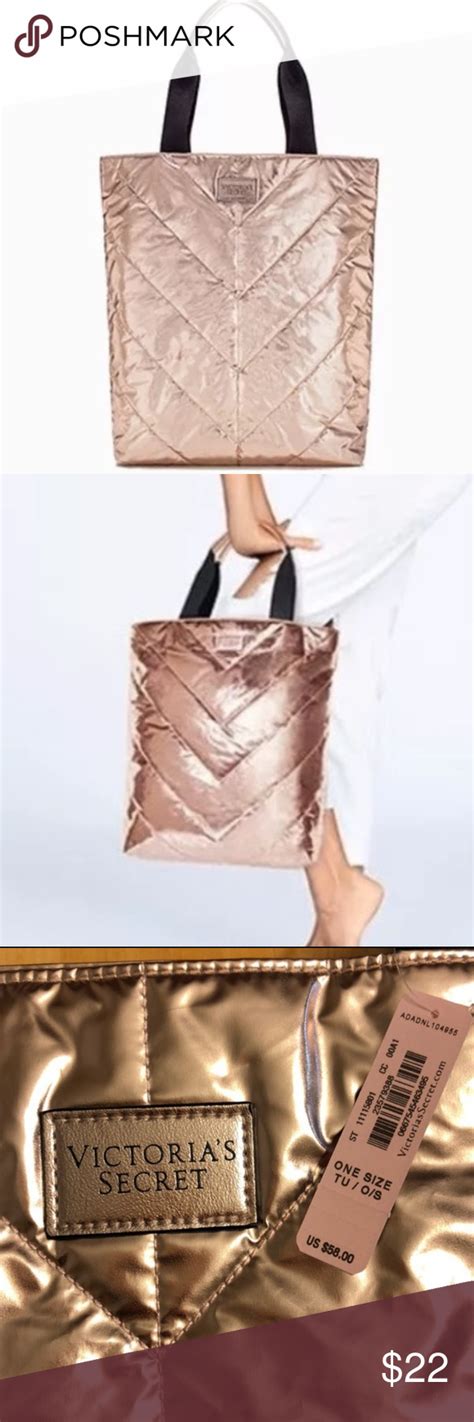 Victorias Secret Rose Gold Tote Bag Brand New Vs Gold Tote Bag