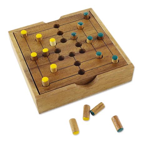 Hand Made Wood Pegs Board Game From Thailand Strategy Square Novica