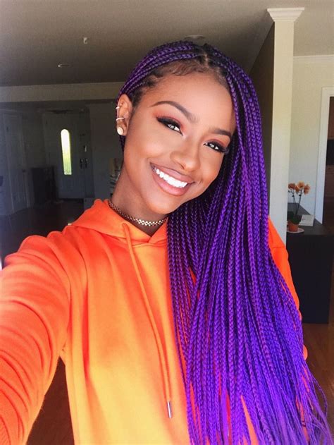 Braidsforblackgirls “justineskye ” Hair Styles Purple Box Braids