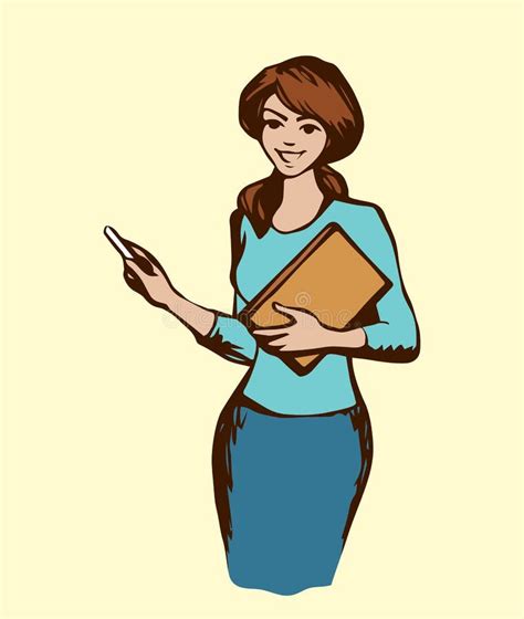 Teacher With A Pointer Vector Drawing Stock Vector Illustration Of