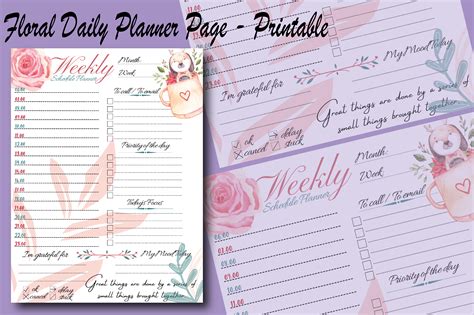 Floral Daily Planner Page Printable Graphic By Graphic Design AAA