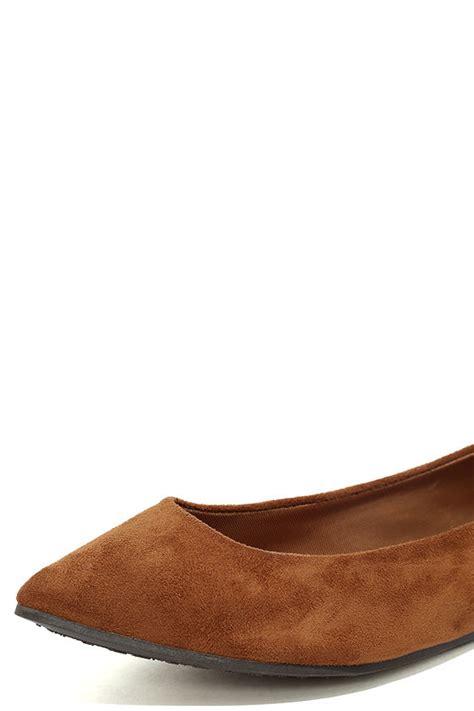 Chic Tan Flats Pointed Flats Vegan Suede Flats 1800