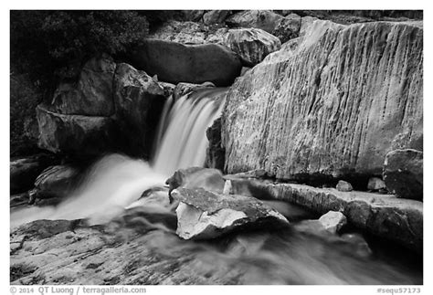 Black And White Picturephoto Cascade In Marble Falls Of Kaweah River