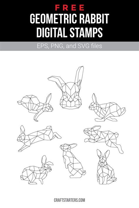 Free Geometric Rabbit Digital Stamps Geometric Drawing Rabbit