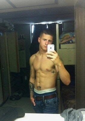 Shirtless Male Hot Tattoos Muscular Hunk Taking Selfie Dude Pic Photo