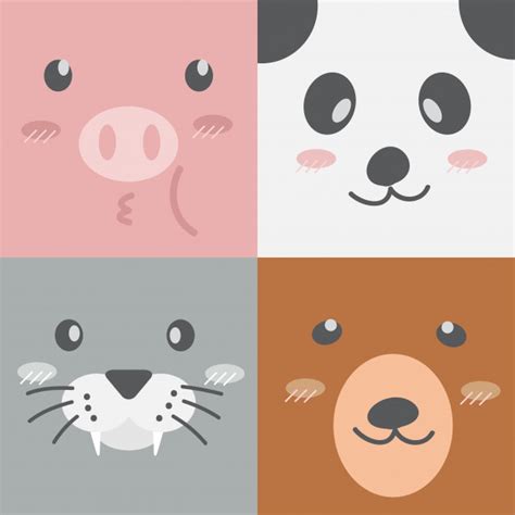 Animales de dibujos animados lindos se enfrenta a fondo de ...