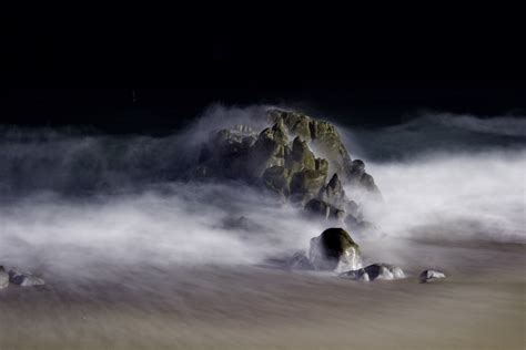 Wallpaper World Sea Mist Seascape Beach Water Night Canon
