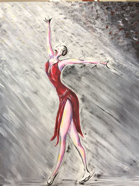 The Winner 36x36original Painting Figure Skating Stage Classic