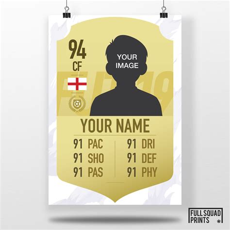 Personalised Fifa 19 Card Poster Custom Fifa 19 Ultimate Team Card