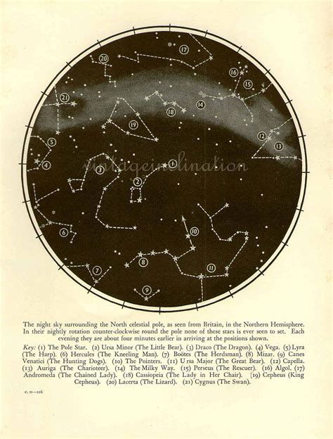 Astronomy Print Bookplate Star Map 1940s Constellations Etsy Star