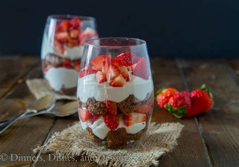 The best light christmas desserts. Strawberry Parfaits with Chocolate Angel Food Cake