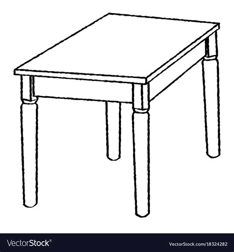 Line Drawing Of Table Simple Royalty Free Vector Image