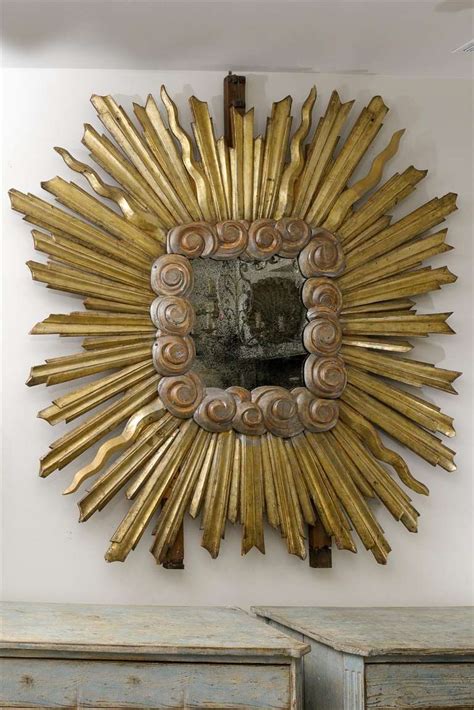 Exquisite Large Size Italian Gilt Sunburst Mirror From The Early 19th
