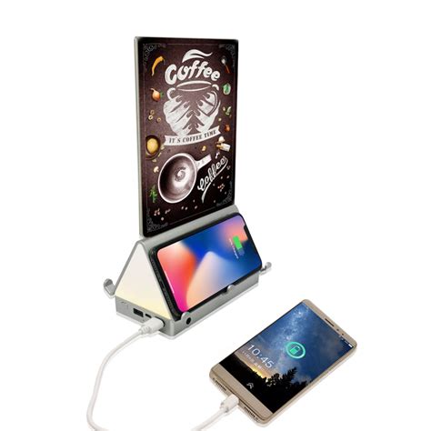 Custom printed cell phone charging stations, perfect for brand visibility and marketing. Acrylic Tabletop Charging Station For Table Android Power ...