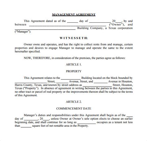 12 Management Agreements To Download Sample Templates