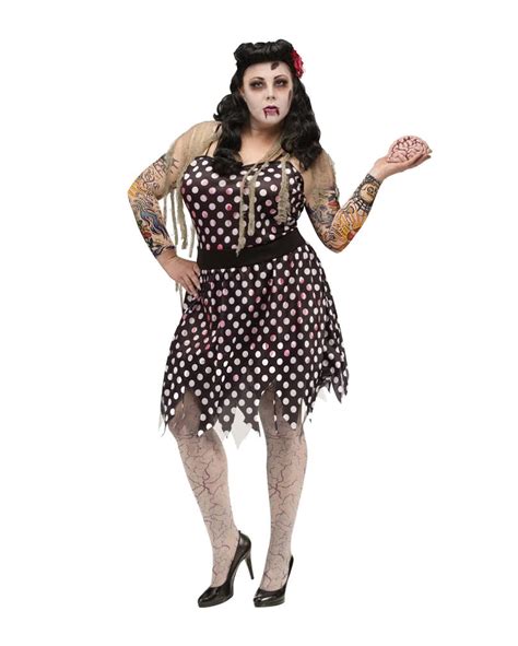 rockabilly zombie damenkostüm plus size 50er jahre zombie kostüm in plus size horror