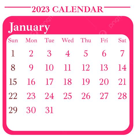 Calendario Sencillo Enero 2023 Png Vectores Psd E Cli