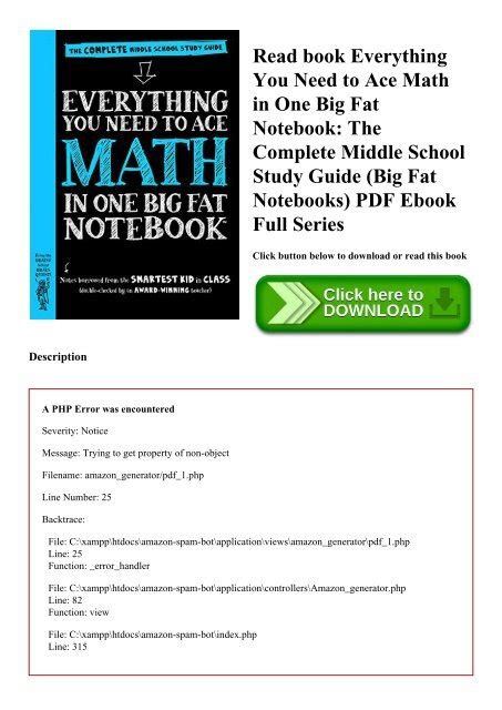 Read Book Everything You Need To Ace Math In One Big Fat Notebook The