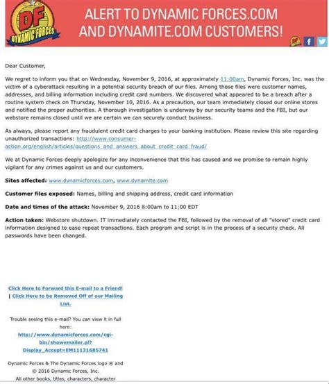 Like many of us, i raced to change my password when i heard the news break early wednesday. Dynamic Forces exposed to Cyber Attack and Security Breech Resulting in Exposure of Customer ...