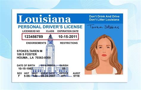 Louisiana Drivers License Template Psd Photoshop File