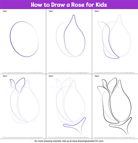 How To Draw A Rose For Kids Rose Step By Step