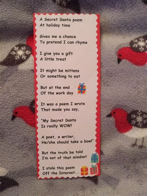 Funny Secret Santa Poem👍 Secret Santa Poems Secret Santa Writing