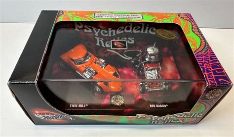 Hot Wheels 100 164 Psychedelic Relics Twin Mill And Red Baron 2pc
