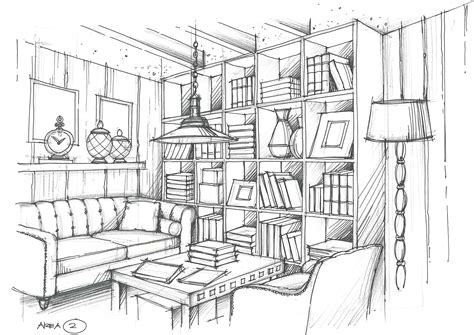 This picture is not just an invitation to color, but to be inspired as you design the home of your dreams. Living room | Interior design renderings, Interior design ...