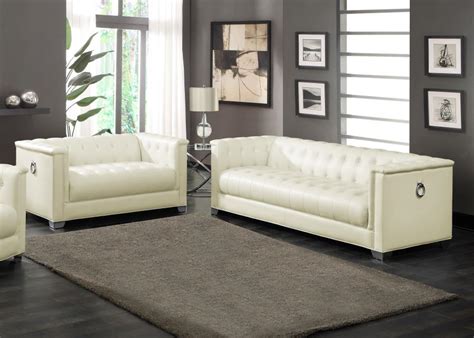 505391 Chaviano White Sofa Loveseat Set Divine Decor Furniture