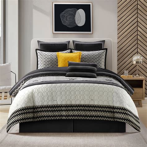 Lanco Geometric Black And Grey Comforter Set California King Size 8
