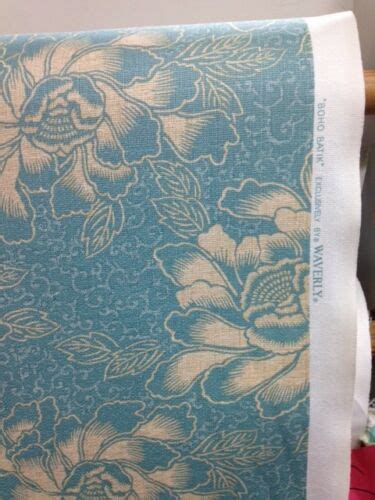 Waverly Hawaiian Boho Batik Aqua Cream Print Fabric By The Yard