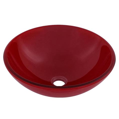Gorgeous 3.5 thick stone top with integrated ramp style sink or undermount sink. Novatto Rosso Red Tempered Glass Vessel Round Bathroom Sink at Lowes.com