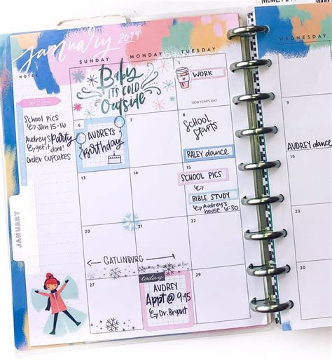 An Open Planner With Stickers On It