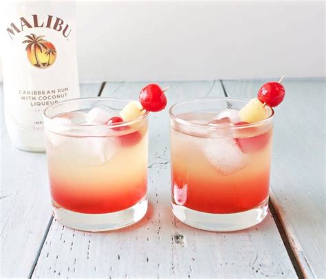 Add equal parts of malibu rum, cranberry juice and pineapple juice and stir. 10 Best Malibu Coconut Rum Drinks Recipes