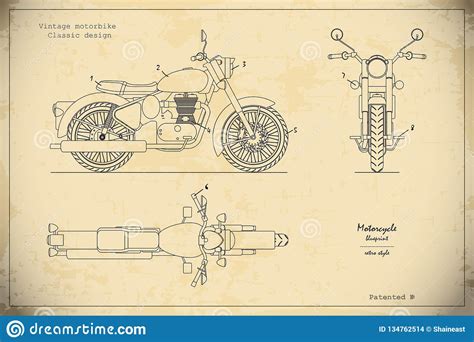 Request any car blueprint and get it in few days. Blueprint Of Retro Classic Motorcycle In Outline Style ...