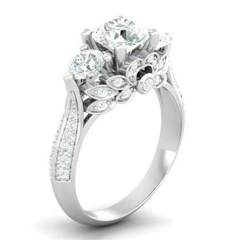 Certified 240 Ct Three Stone Round Diamond Engagement Ring In 14k
