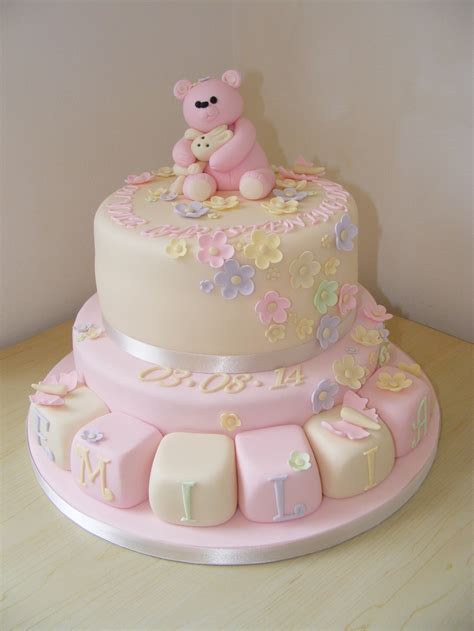 Multiple tiers, fondant icing, and edible accents make these. Christening Cakes | LittleCakeCharacters