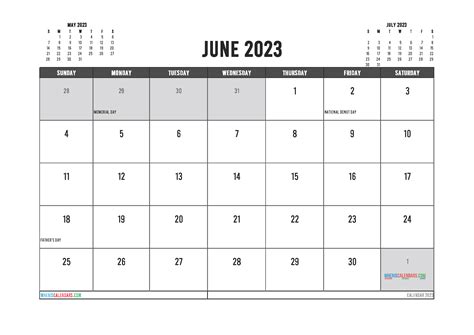 Blank June 2023 Calendar Printable Calendar 2023