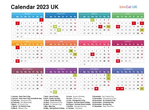 Calendar 2023 Uk Bimcaluk 🇬🇧